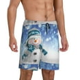 thumbnail image 2 of Kdxio Christmas Snowman In The Snow Print Mens Sleep Shorts Bottoms Soft Comfy Pajama Wear Pants with Drawstring Pockets, 2 of 7