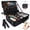 Black with a mirror, variant on Large Professional Makeup Train Case 15.8 Inch Travel Cosmetic Organizer with Adjustable Dividers, Brush Holder and Shoulder Strap for Cosmetics, Toiletries and Accessories