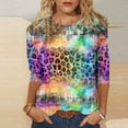 thumbnail image 2 of CYMMPU Tie Dye Ombre 3/4 Sleeve Tunic Tops Crew Neck Blouses for Women Dressy Casual Spring Tops Loose Fit Summer Fashion Shirts Lightweight Basic T-Shirts Multicolor S, 2 of 5