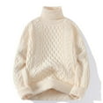 thumbnail image 4 of Comdrip Cable Knit Sweater Women, Women's High Collar Sweater Long Sleeve Knit Sweaters Korean Style Knitted Pullover Turtleneck Sweater Women Beige XL, 4 of 4