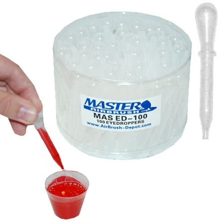 100 Disposable Plastic PIPETTE EYE DROPPERS Transfer Liquids Mix Airbrush Paint