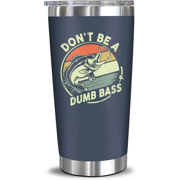 Neweleven Funny Fishing Tumbler 20oz – Gift for Fisherman Dad, Husband, or Grandpa – Don’t Be a Dumb Bass Cup, Birthday Present for Men