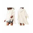 thumbnail image 3 of Sudadera con Capucha Extragrande para Mujer, Jersey con Mangas Murciélago y Cuello Redondo, Jersey con Diseño de Gofre Crema XL, 3 of 7