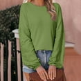 thumbnail image 2 of Long Sleeve Shirts for Women Casual Crewneck Waffle Knit Hollow Out Tunic Tops Loose Fit, 2 of 7