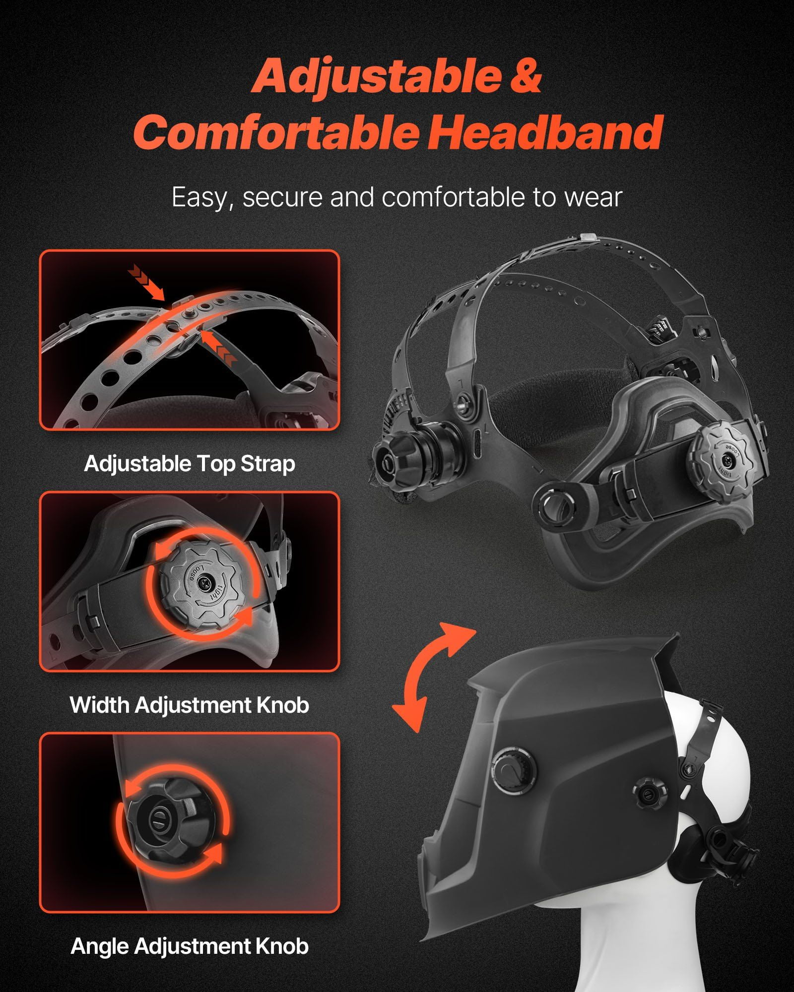 3.66" x 1.69" Solar Auto Darkening Welding Helmet, 2 Sensors, Shade 4/9-13