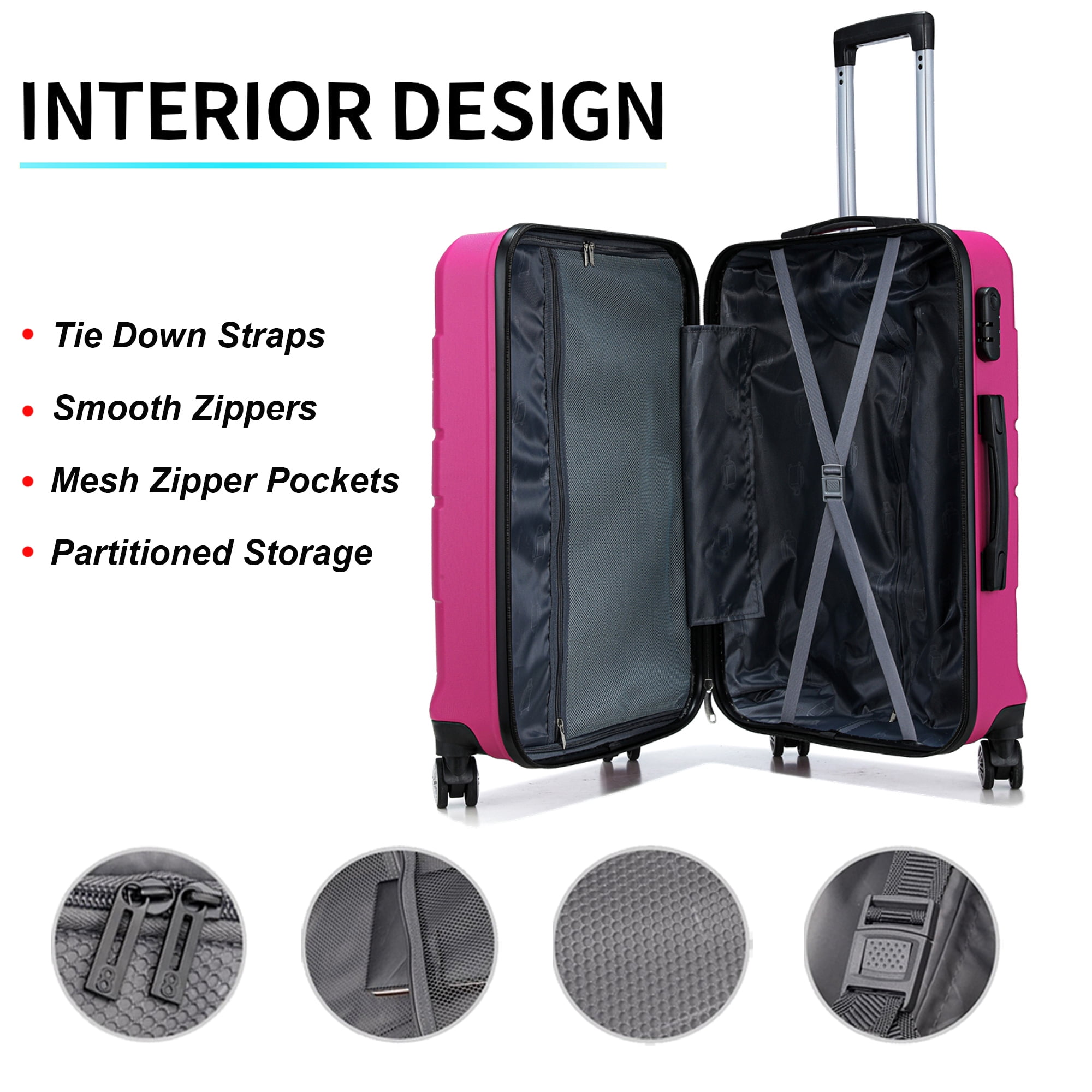 GOWELL Hardshell Luggage Sets for Women,3 Piece Luggage Sets with Spinner Wheels,Travel Suitcases with Wheels,Lightweight ABS/PC and Code Lock 20in Carry On 24in 28inch Checked Luggage
