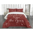 thumbnail image 3 of Ambesonne Saying Quilted Bedspread Set 2 Pcs, Christmas and Snowflakes, Twin Size, Red and White, 3 of 5