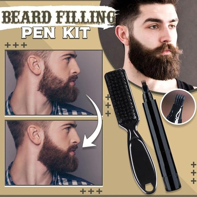 Lápiz Para Barba, Kit De Relleno Para Barba, Lápiz De Relleno Para Barba Resistente Al Agua Para Hombres Con Cepillo, Herramienta Para Cejas Con Estilo De Grabado De Vello Facial ANGGREK Beard Pen Beard Filler Kit