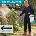 thumbnail image 4 of Garden Sprayer, Lawn Sprayer 1.85 Gallon Battery Powered 0-60 PSI - 12V 2Ah Rechargeable, Wide Mouth Lid, Adjustable Strap for Weeding & Lawn Care, 4 of 7