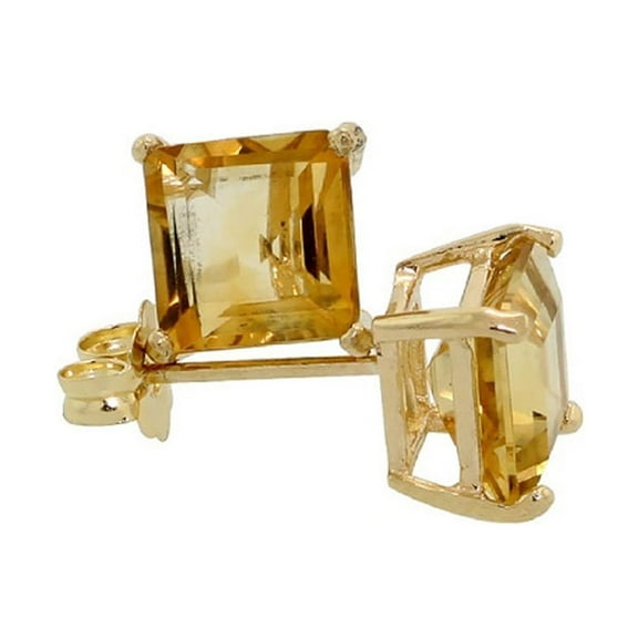 Paris Jewelry 10k Yellow Gold 1 Carat Square Created Citrine Stud Earrings Plated Women