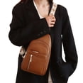 thumbnail image 4 of BadPiggies Women's Leather Sling Bag Travel Small Crossbody Bags Vegan Leather Fanny Pack Chest Bag (Khaki), 4 of 8