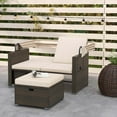 thumbnail image 4 of Costway Lit de Jour en Rotin pour Patio Extérieur avec Auvent Rétractable et Dossiers Réglables Beige, 4 of 10