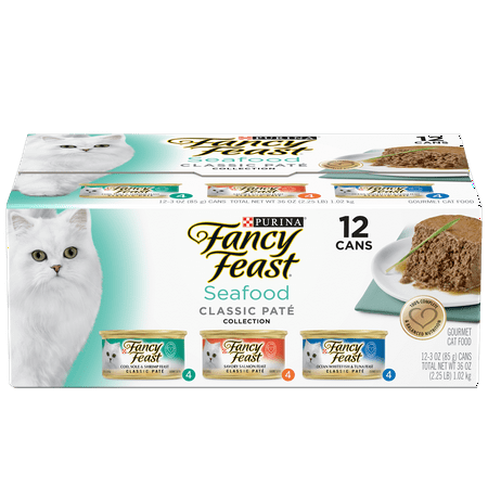 Purina Fancy Feast Seafood Classic Pate Wet Cat Food Variety Pack - (12) 3 oz. Cans