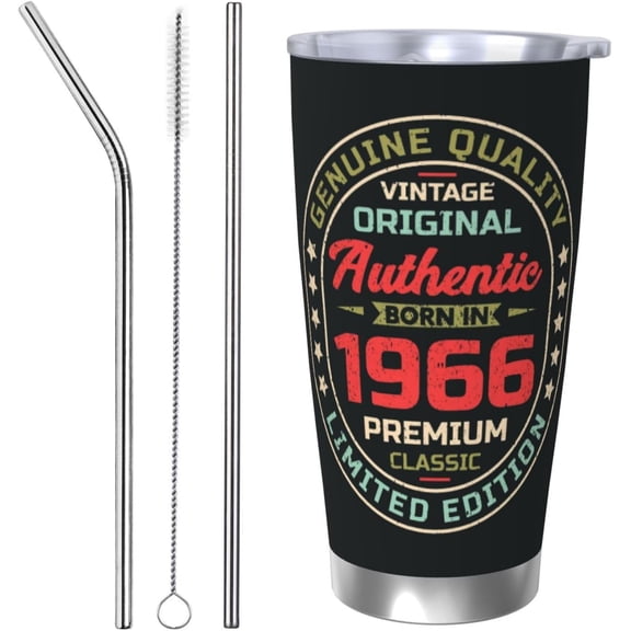 Travel Mugs For Women 60th Birthday Gifts Hot Drink Steel Tumblers Skinny Tumblers Thermal Vintage 1966 Sippy Tumbler Cup 20oz