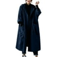 thumbnail image 2 of XPMWRP Women's Casual Trench Solid Color Coats Button Down Long Sleeve Winter Jackets Lapel Pockets Maxi Overcoat Outerwear Blue Free Size, 2 of 3