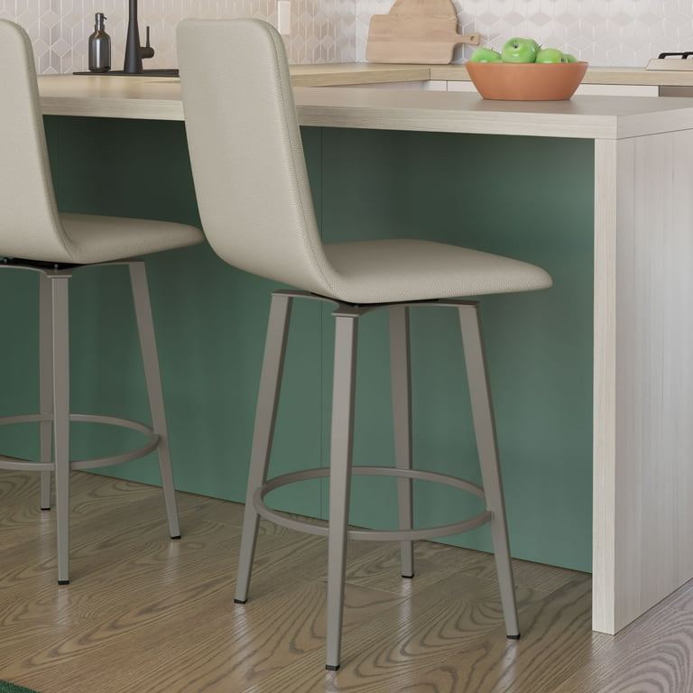 Amisco Watson 30 In. Swivel Bar Stool Greige Faux Leather Grey
