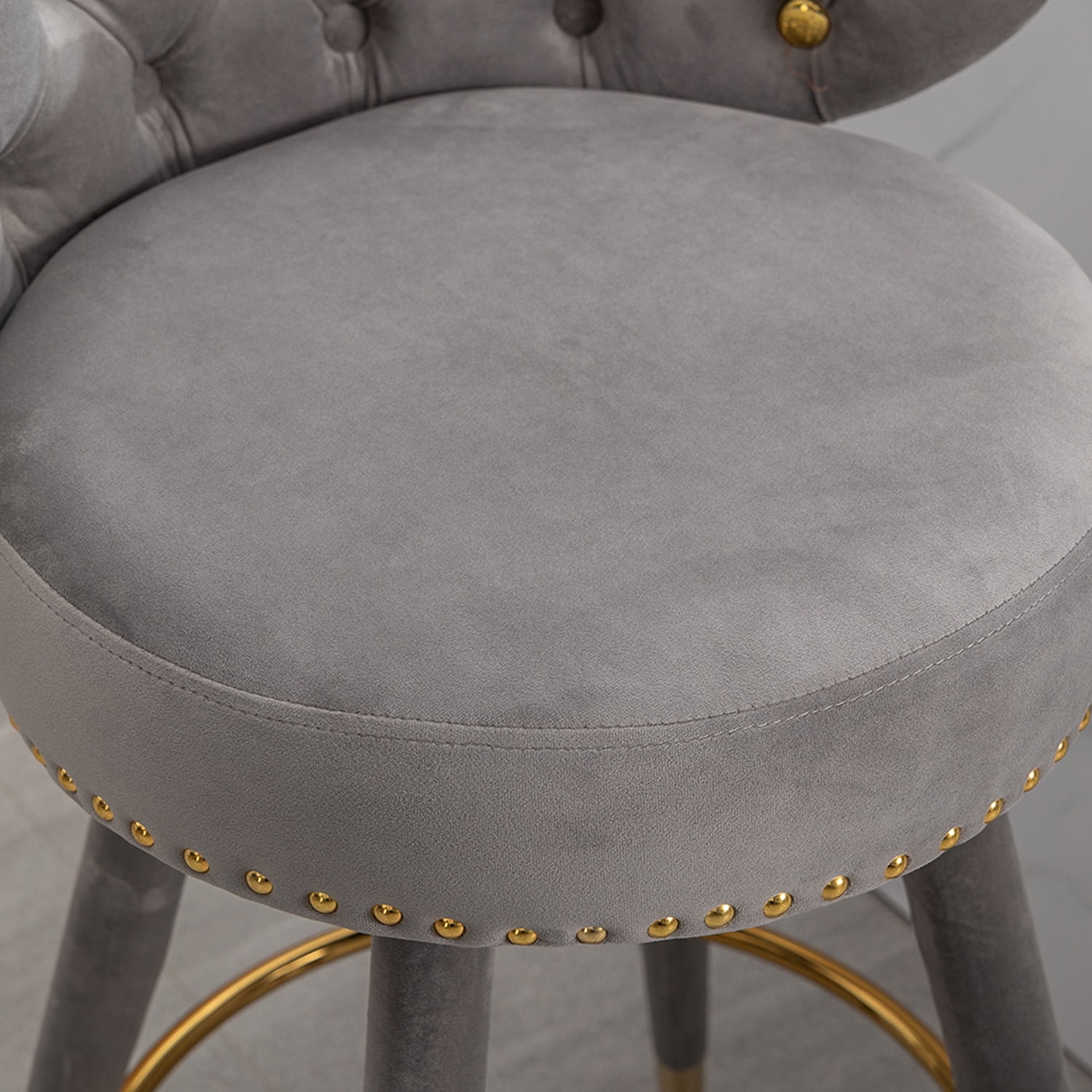 Demi Bonn 36" Counter Height Bar Stools Set of 2, Upholstered Barstools with Backrest, Kitchen Island Countertop Chairs for Dining Room, Gray