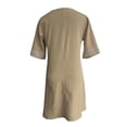 thumbnail image 2 of Gibobby Vestido corta de fiesta casual Mujer Casual Half Mini vacaciones cuello en V vestidos cortos para mujer 2023(Caqui,G), 2 of 5