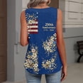 thumbnail image 3 of Iaqnaocc 250 Anniversary Usa Shirt Tank Tops for Women Sleeveless Summer Casual Loose V Neck Pleated Tank Tops Independence Day American Flag Floral Print Festival Outfits Navy L, 3 of 6