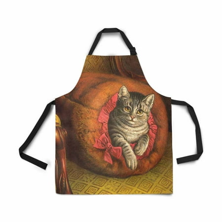 

ASHLEIGH Cute Cat Muffler Sofa Apron for Women Men Girls Chef with Pockets Adjustable Bib Kitchen Cook Apron for Cooking Baking Gardening Pet Grooming Cleaning