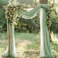thumbnail image 5 of GoXteam Wedding Arch Draping Fabric 1 Panel, 31 inch x 20 ft Chiffon Backdrop Curtain, Outdoor Sheer Drapery for Ceremony Party Ceiling, Sage Green, 5 of 7