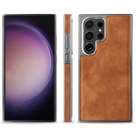 PU Leather Case for Samsung Galaxy S22 with Wireless Charging, Classic Elegant Vegan Slim Fit Light Luxury Shockproof Magnetic Car Cover Men Women Phone Case for Samsung Galaxy S22,Brown