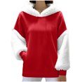 thumbnail image 2 of Qzwdhjm Ribbed Hoodies for Women Fuzzy Xmas Hooded Sweatshirt Long Sleeve Cozy Casual Winter Santa Hoodie with Pocket, 2 of 9