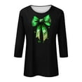 thumbnail image 5 of Elvqul Chemises pour Femmes Grande Taille Col Rond T-Shirts Imprimés Manches 3/4 Mode Mignon Hauts Verts pour Femmes, 5 of 5