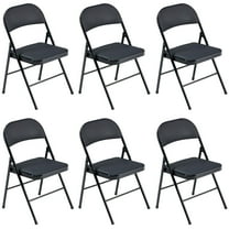 Zimtown Professional Folding Chairs 6PCS Black Leather Conference Chairs