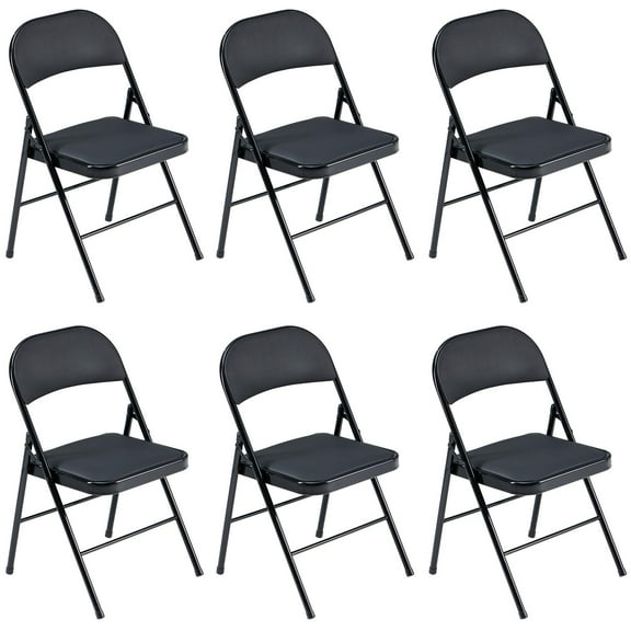 Zimtown Professional Folding Chairs 6PCS Black Leather Conference Chairs