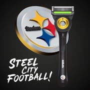 Gillette Labs Official Steelers Licensed Razor for Men, Perfect for Game Day Grooming, Gillette Labs with Exfoliating Bar, 1 Handle, 4 Blade Refills, with Magnetic Stand