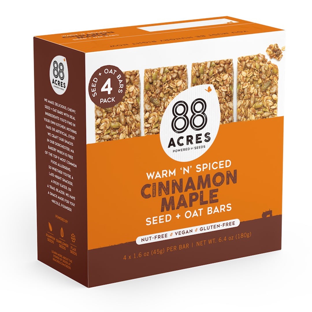 88 Acres Seed + Oat Bars Cinnamon Maple Gluten Free, NutFree