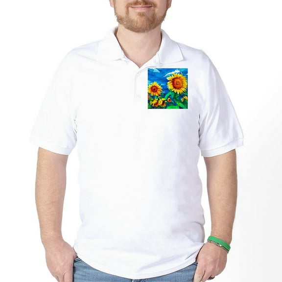 CafePress - Sunflowers Painting Golf Shirt - Golf Shirt, Pique Knit Golf Polo