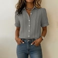 thumbnail image 5 of Horkkom Button Down Shirts for Women Summer Linen Short Sleeve Tops Dress Business Work Casual Tops M, 5 of 10