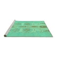 thumbnail image 2 of Ahgly Company Machine Washable Indoor Square Abstract Turquoise Blue Modern Area Rugs, 6' Square, 2 of 4