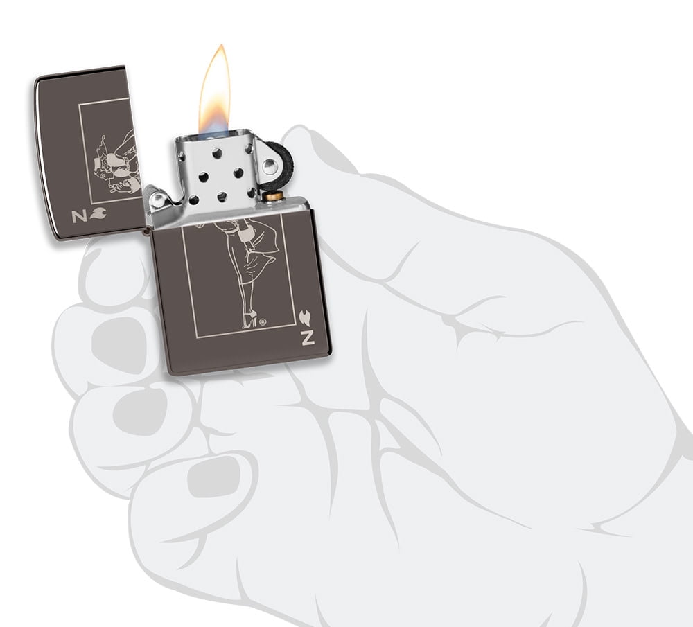 Zippo Windy Card Design Black Ice Pocket Lighter