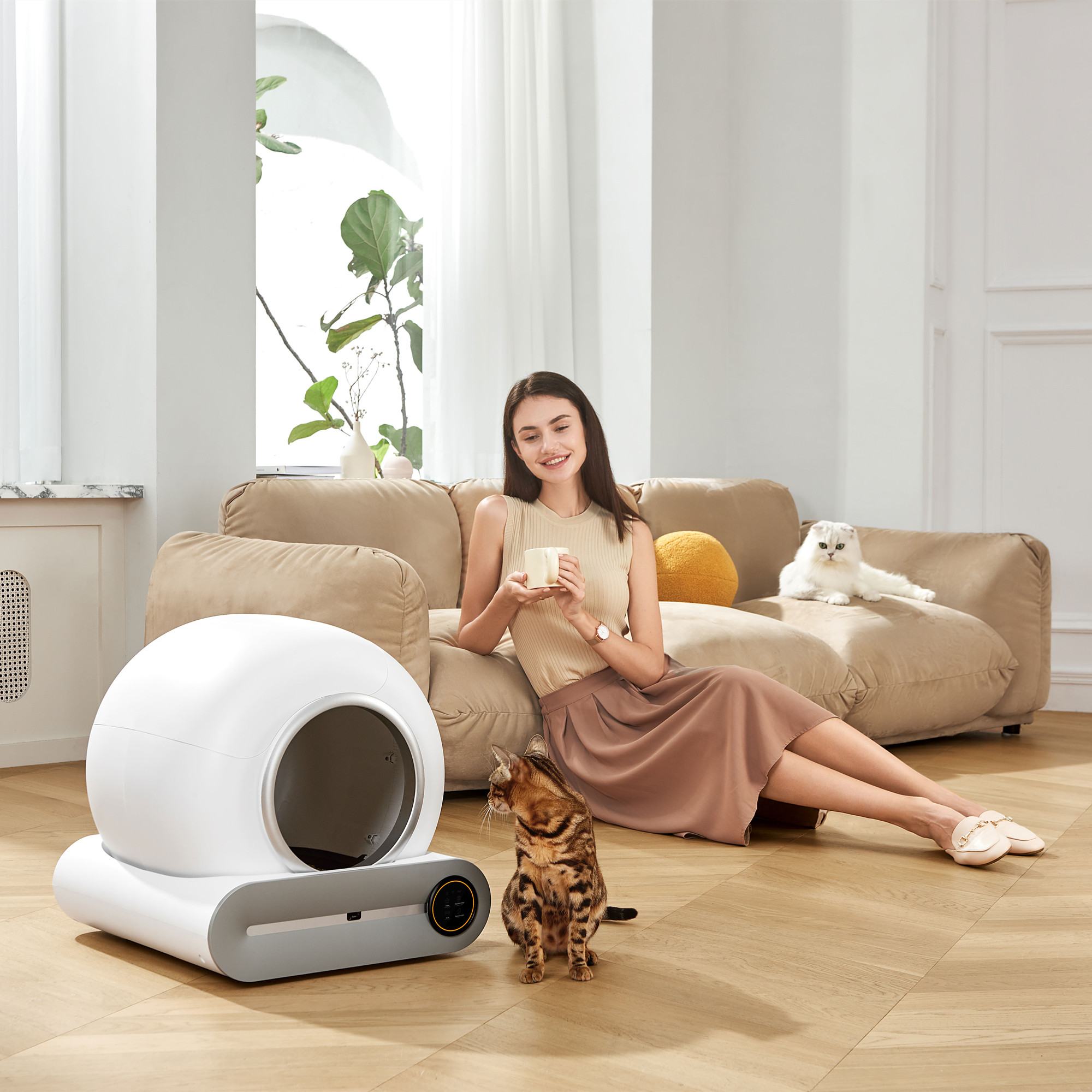 Glavbiku Smart Self-Cleaning Cat Litter Box with Liner,Odor Removal, App Control Support 2.4G wifi