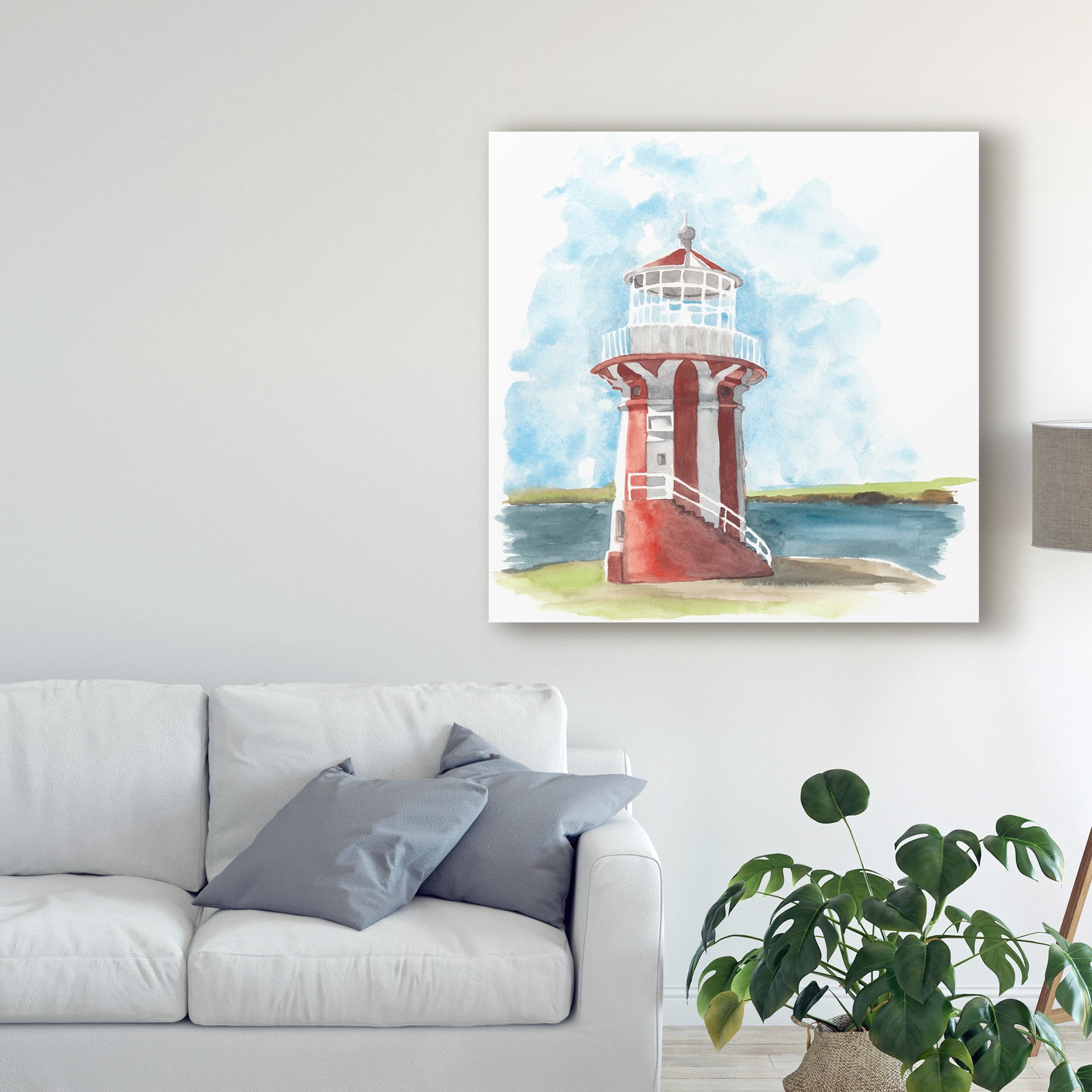 Trademark Fine Art 'Watercolor Lighthouse III' Canvas Art by Naomi McCavitt