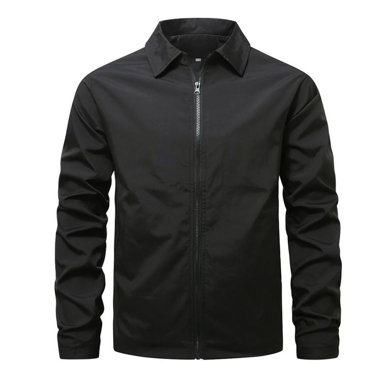Paiwinds Men's Stand Collar Jacket, Solid Color Long Sleeve Casual