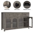thumbnail image 3 of Homfa 55'' Large Sideboard Buffet Cabinet, Kitchen Storage Cabinet with 3 Drawers and 4 Glass Doors, Wood Coffee Bar Cabinet for Living Room, Gray, 3 of 7