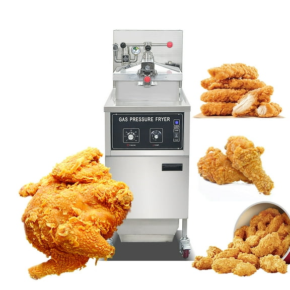 Kolice Commercial 25L Natrual Gas Pressure Fryer, Chicken Fryer Pressure Deep Fryer with Oil Filtration System for Fast Food Restaurant, Snack Bars