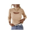 thumbnail image 2 of Liacowi 2Pcs Women Cutout Knitted Sweater Long Sleeve Turtleneck Shrug Crop Jumper + Ribbed Sling Vest Tops, 2 of 7