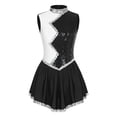 thumbnail image 4 of TiaoBug Women Girls Glitter Sequins Dance Dress Ballet Leotard Jazz Cheer Leading Uniform Black M, 4 of 7