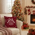 thumbnail image 5 of Luoshdecor Christmas Pillow Cover，Vintage Red White Plush Xmas Theme Decorative Throw Pillow Cases for Home and Living Room Winter Bed Decor 18x18 in, 5 of 6