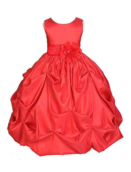 Ekidsbridal Ekidsbridal Red Satin Taffeta PickUp Bubble Flower Girl