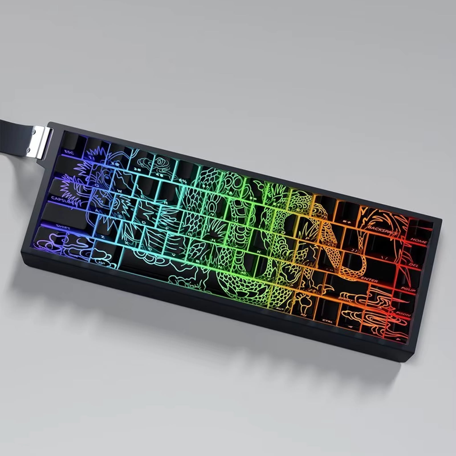 Keycaps 74Key Side Print Backlit Keycap Set Loong Dye Sublimations for 60 61 65 67 68 Keyboards