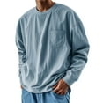 thumbnail image 2 of Sookity Mens Loose Fit Long Sleeve Shirts Solid Color Big and Tall Elastic Pullover Tops with Chest Pockets Mens Shirts Long Sleeve Casual Light Blue,XL, 2 of 7