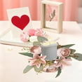 thumbnail image 6 of JeashCHAT Artificial Lily Rose Candle Rings Wreath, Wedding Faux Flower Mini Wreath Candle Ring Holder for Table Centerpiece, Valentine's Day Anniversary Holiday Party Decorations, 6 of 6