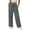Gray, variant on Women's Summer Lace Trim Solid Straight Leg Pants, Elastic Waist Loose Casual Trousers with Dual Side Pockets for Ladies Daily Outfit Black M