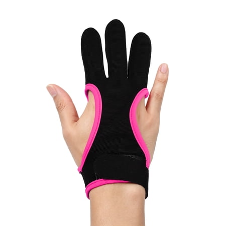 Uxcell Archery Gloves Durable Shooting Hunting Leather 3-Finger Protector 1 Pack & M & Black Pink-Fitting for (Adults Woman/Beginner/Recurve/Arrow Bow Protective Gear Accessories)